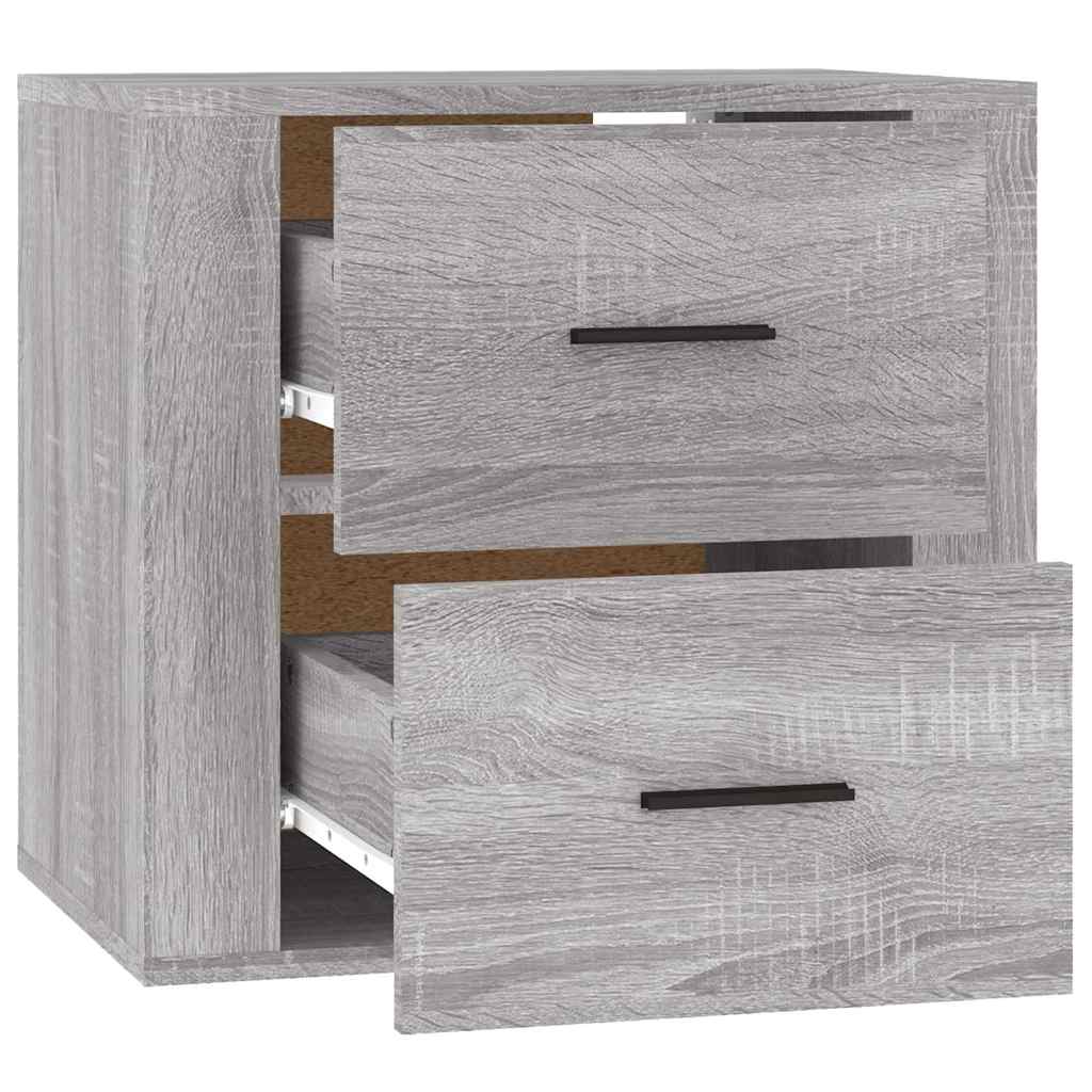 vidaXL Wall-mounted Bedside Cabinet Grey Sonoma 50x36x47 cm 6