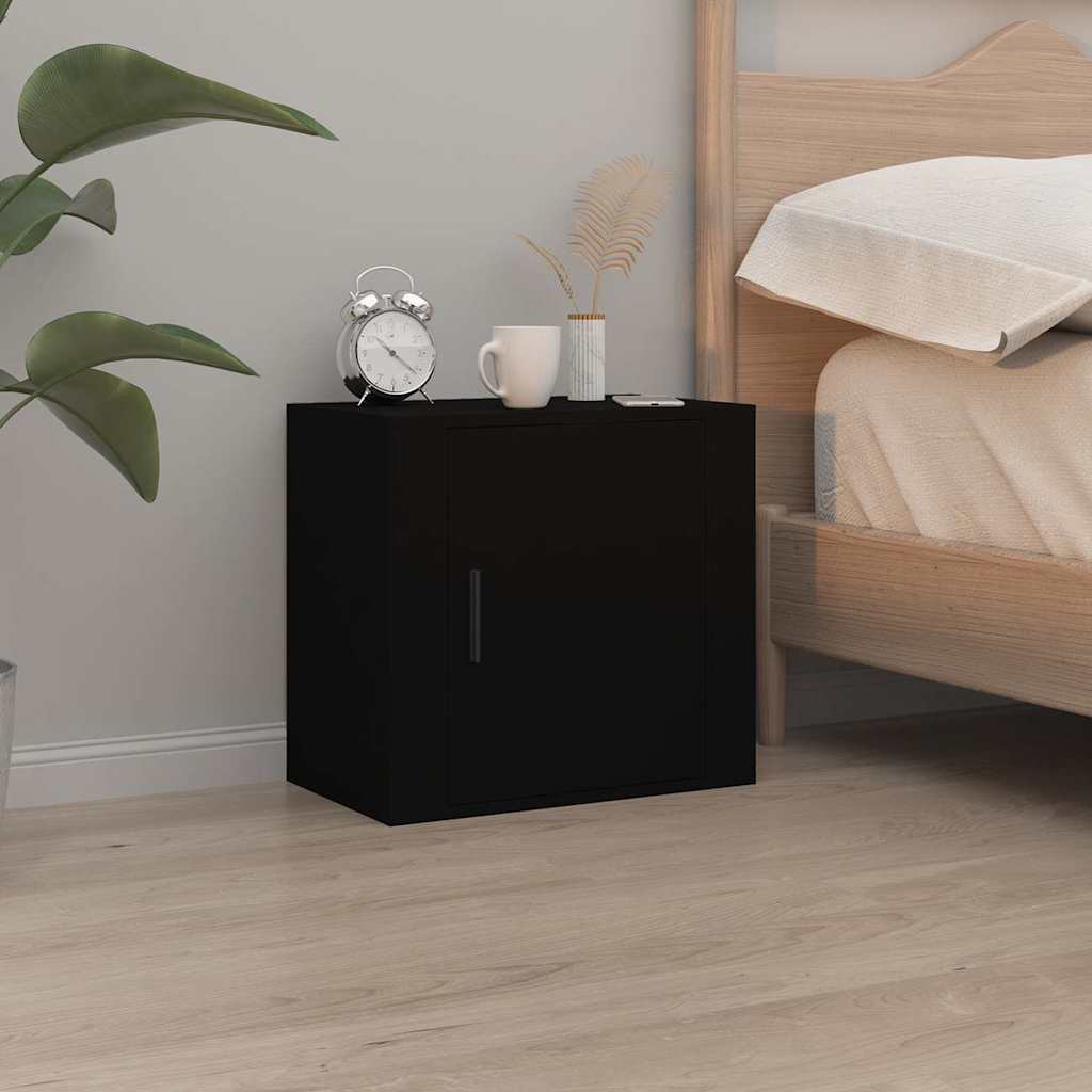 vidaXL Wall-mounted Bedside Cabinets 2 pcs Black 50x30x47 cm 3