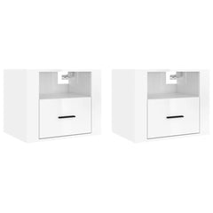 Wall-mounted Bedside Cabinet 50x36x40 cm High gloss white