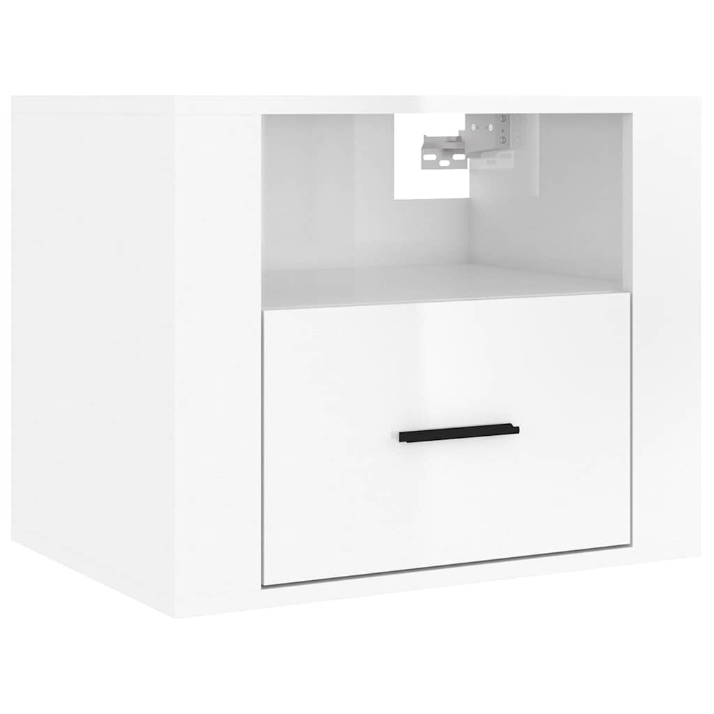 Wall-mounted Bedside Cabinet 50x36x40 cm High gloss white