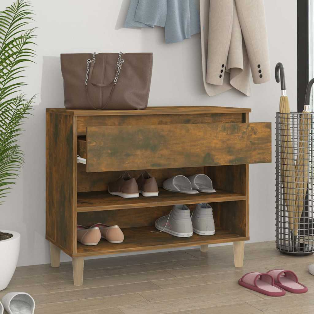 vidaXL Shoe Cabinet Smoked Oak 70x36x60 cm Engineered Wood 3