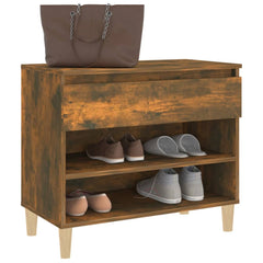 vidaXL Shoe Cabinet Smoked Oak 70x36x60 cm Engineered Wood 4