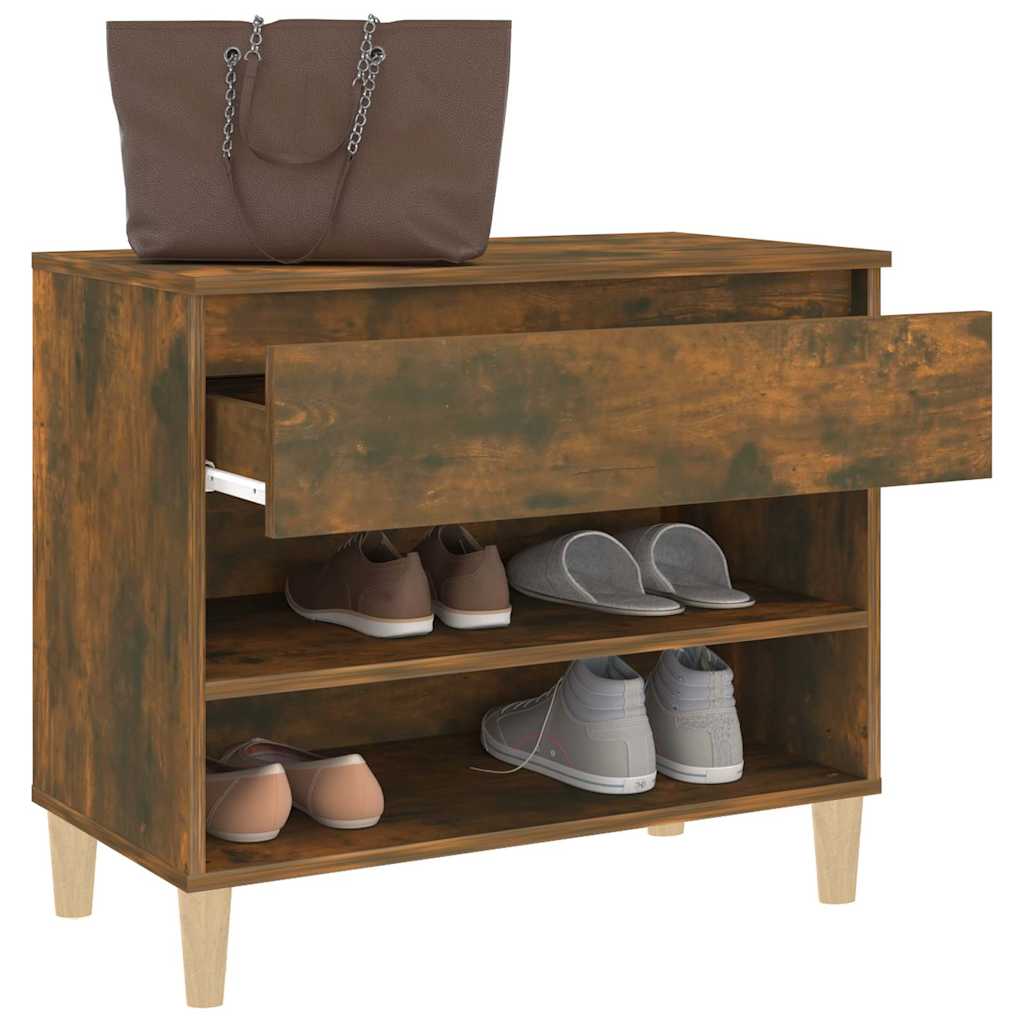 vidaXL Shoe Cabinet Smoked Oak 70x36x60 cm Engineered Wood 5