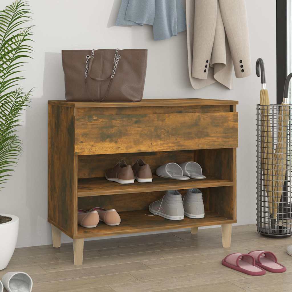 vidaXL Shoe Cabinet Smoked Oak 70x36x60 cm Engineered Wood 1