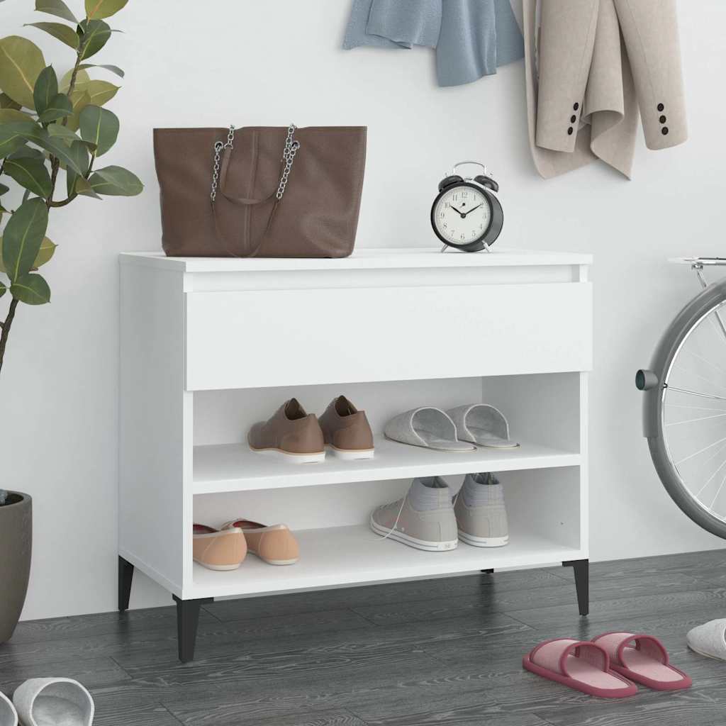 vidaXL Shoe Cabinet | White | Engineered Wood, Metal | Medium | Shoe Cabinet 1