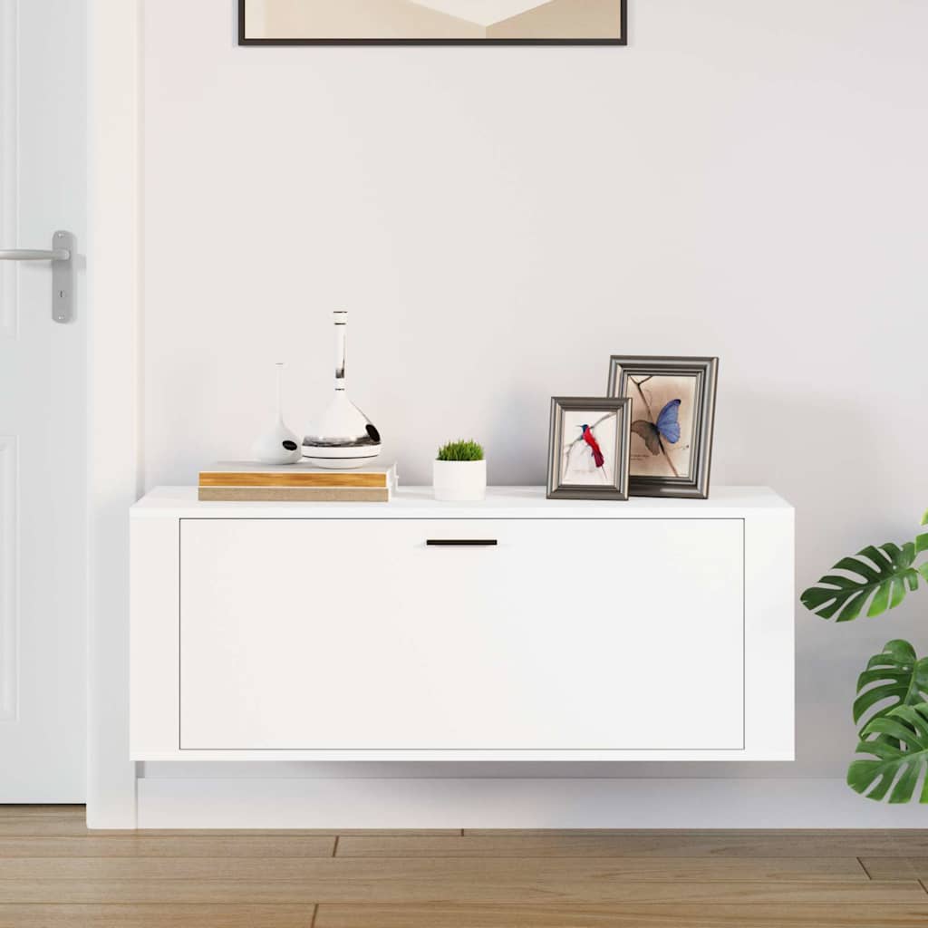 vidaXL Wall Shoe Cabinet White 100x35x38 cm Engineered Wood 3