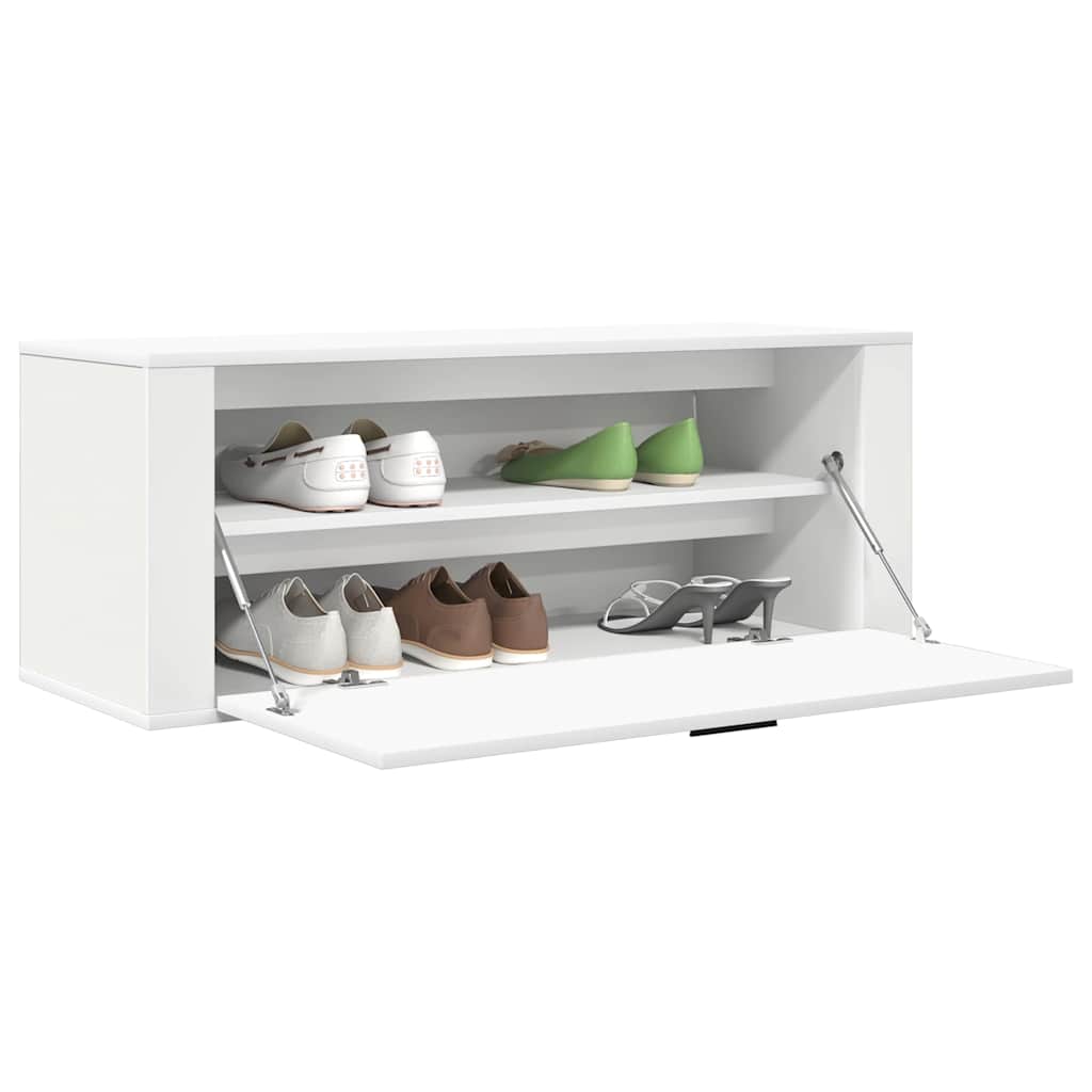vidaXL Wall Shoe Cabinet White 100x35x38 cm Engineered Wood 4