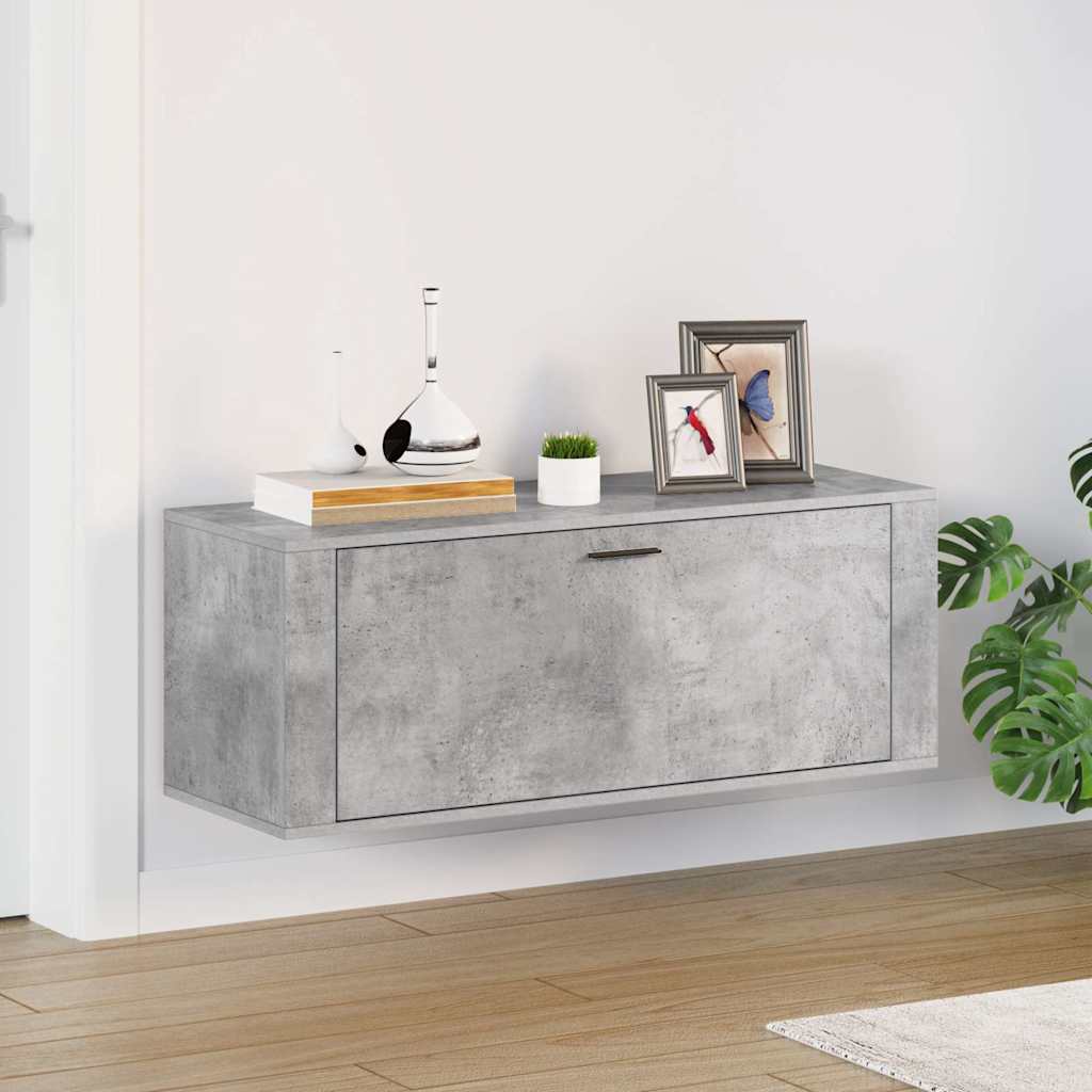 vidaXL Wall Shoe Cabinet Concrete Grey 100x35x38 cm Engineered Wood 1