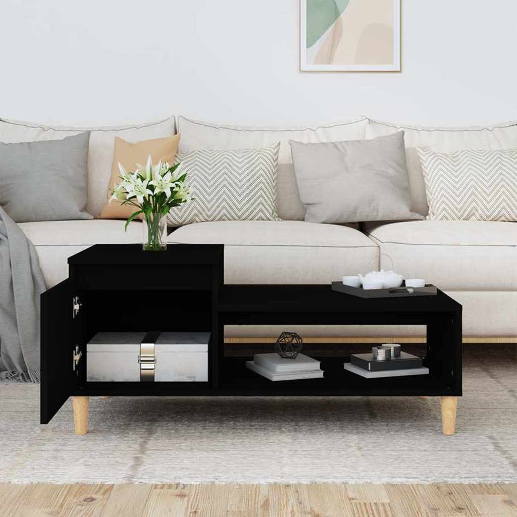 vidaXL Coffee Table Black 100x50x45 cm Engineered Wood 3