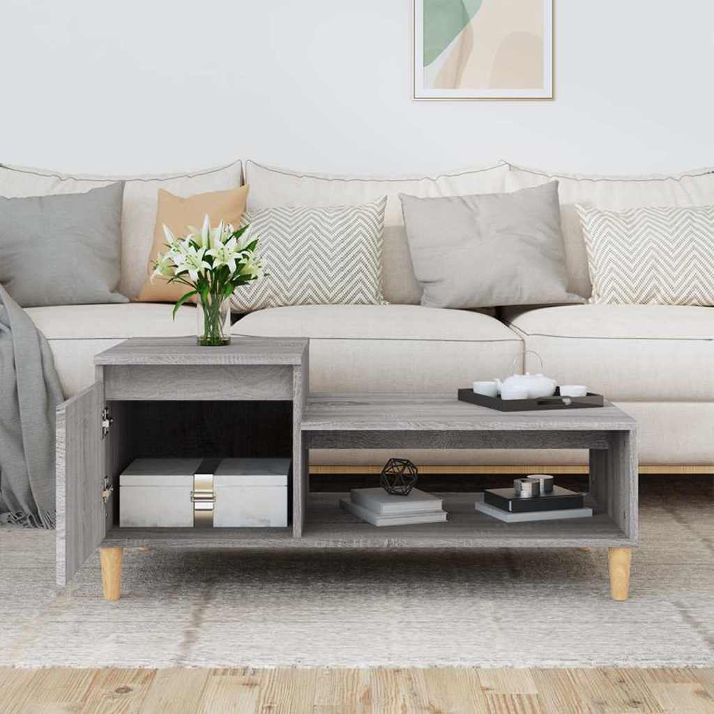vidaXL Coffee Table Grey Sonoma 100x50x45 cm Engineered Wood 3