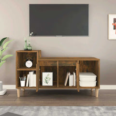 vidaXL TV Cabinet Smoked Oak 100x35x55 cm Engineered Wood 3