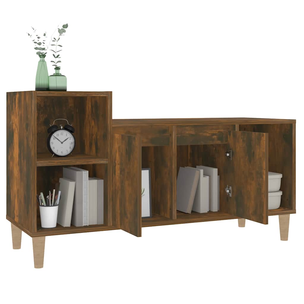 vidaXL TV Cabinet Smoked Oak 100x35x55 cm Engineered Wood 4