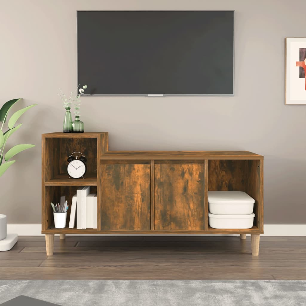 vidaXL TV Cabinet Smoked Oak 100x35x55 cm Engineered Wood 1