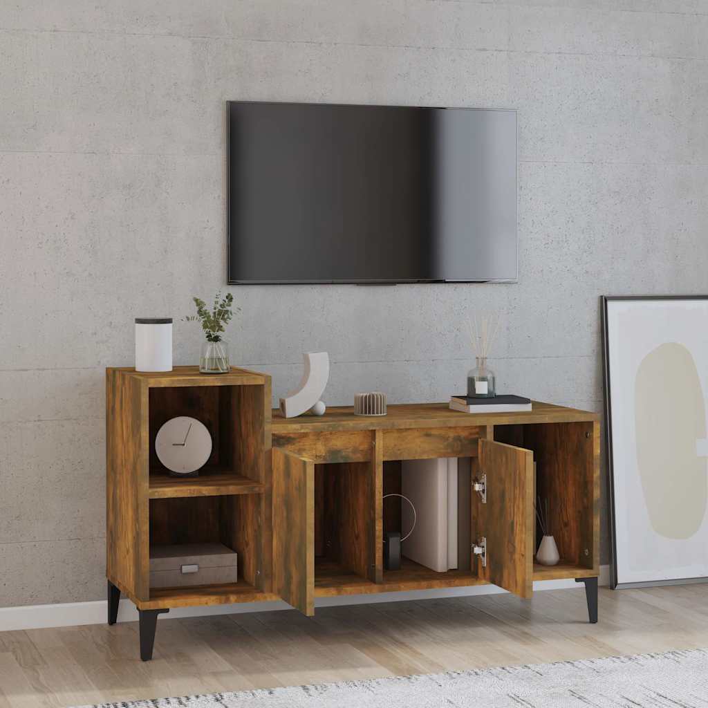 vidaXL TV Cabinet Smoked Oak 100x35x55 cm Engineered Wood 3