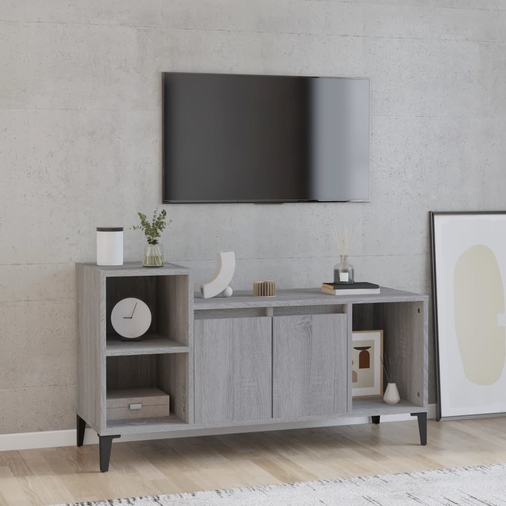 vidaXL TV Cabinet Grey Sonoma 100x35x55 cm Engineered Wood 1