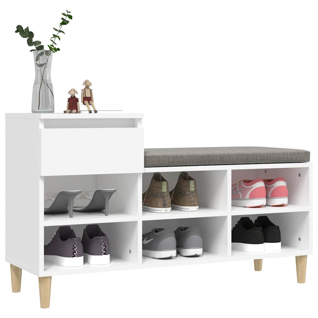 vidaXL Shoe Cabinet White 102x36x60 cm Engineered Wood 4