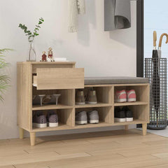 vidaXL Shoe Cabinet Sonoma Oak 102x36x60 cm Engineered Wood 3