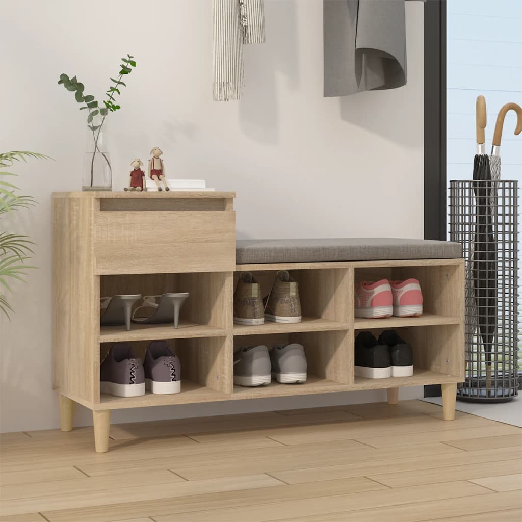 vidaXL Shoe Cabinet Sonoma Oak 102x36x60 cm Engineered Wood 1