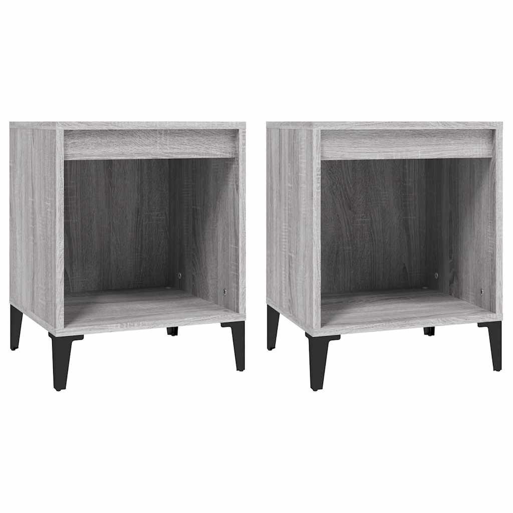 vidaXL Bedside Cabinet | Set of 2 | Grey Sonoma | Engineered wood, metal 2
