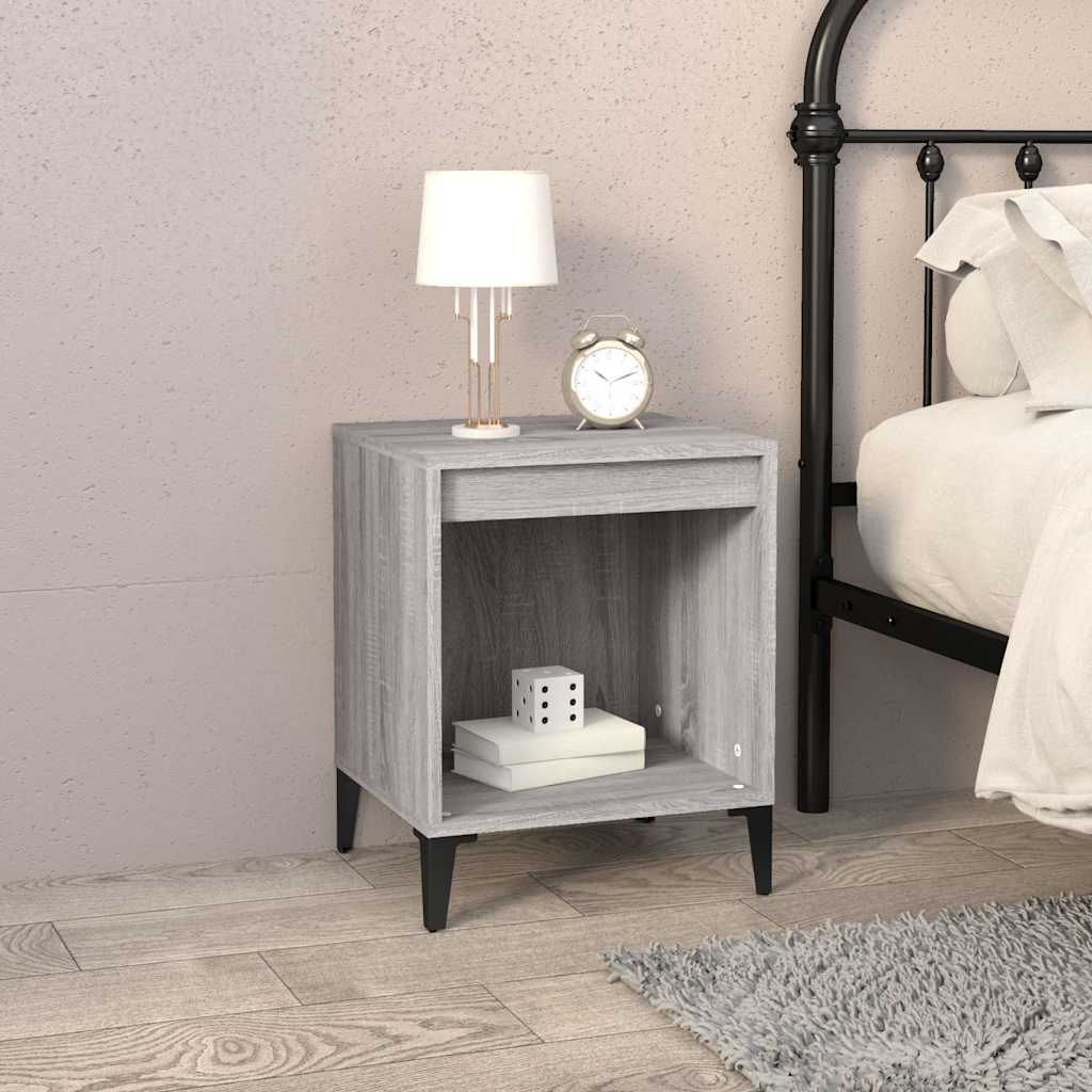 vidaXL Bedside Cabinet | Set of 2 | Grey Sonoma | Engineered wood, metal 3