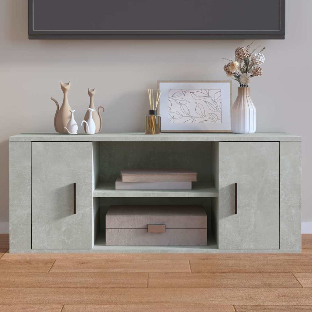 vidaXL TV Cabinet Concrete Grey 100x35x40 cm Engineered Wood 1