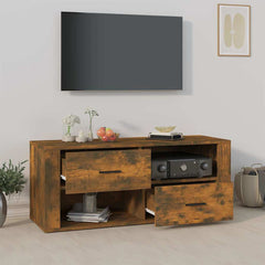 vidaXL TV Cabinet Smoked Oak 100x35x40 cm Engineered Wood 3