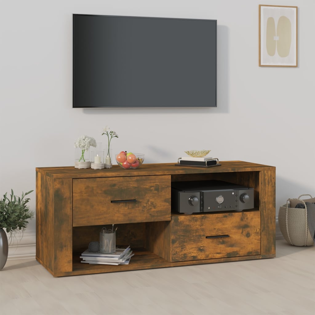 vidaXL TV Cabinet Smoked Oak 100x35x40 cm Engineered Wood 1