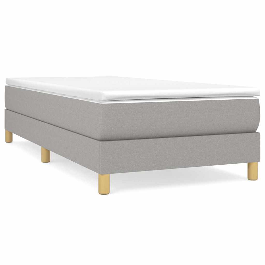 vidaXL Box Spring Bed Frame Light Grey Single Fabric 2