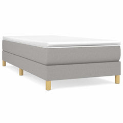 vidaXL Box Spring Bed Frame Light Grey Single Fabric 2
