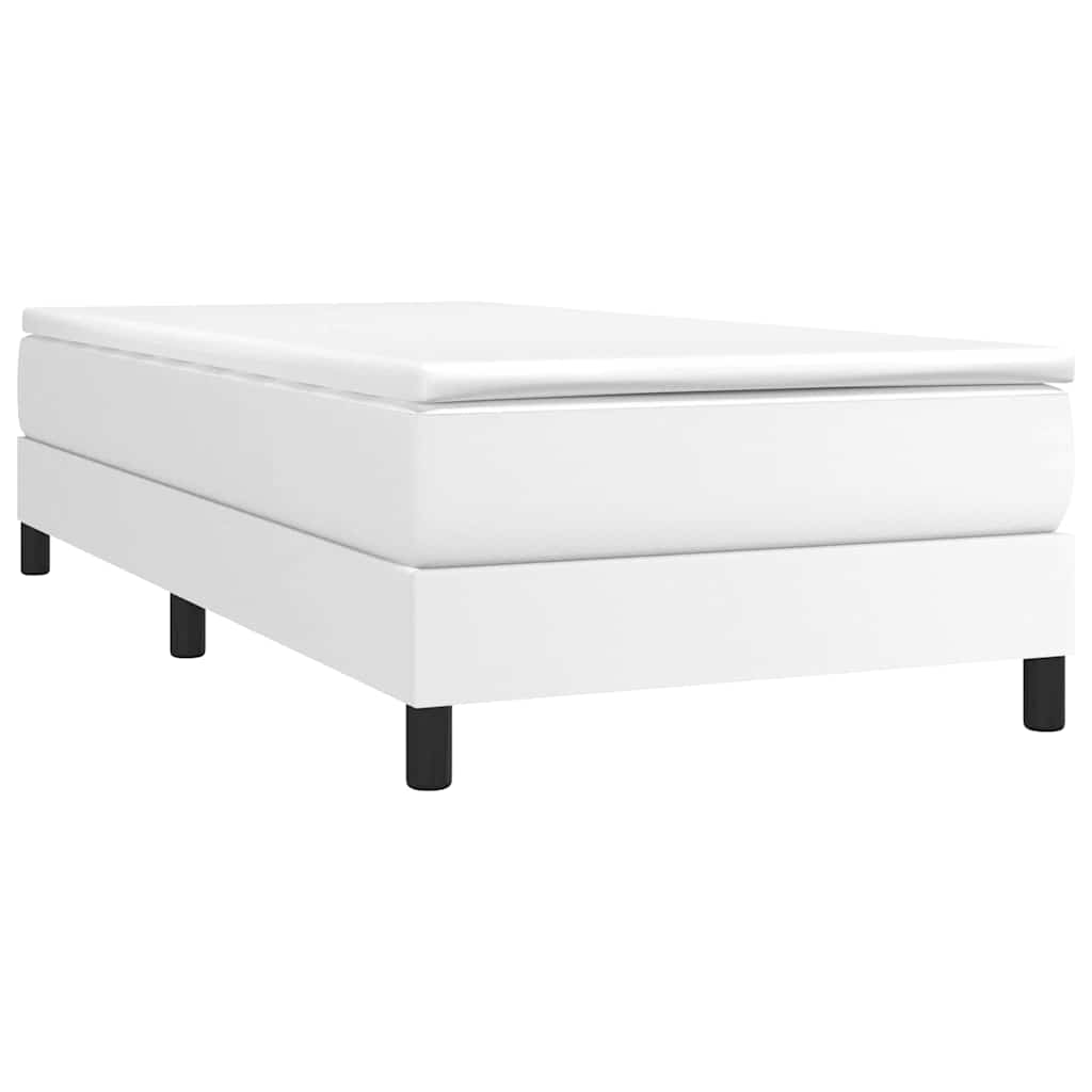 vidaXL Box Spring Bed Frame White Single Faux Leather 3