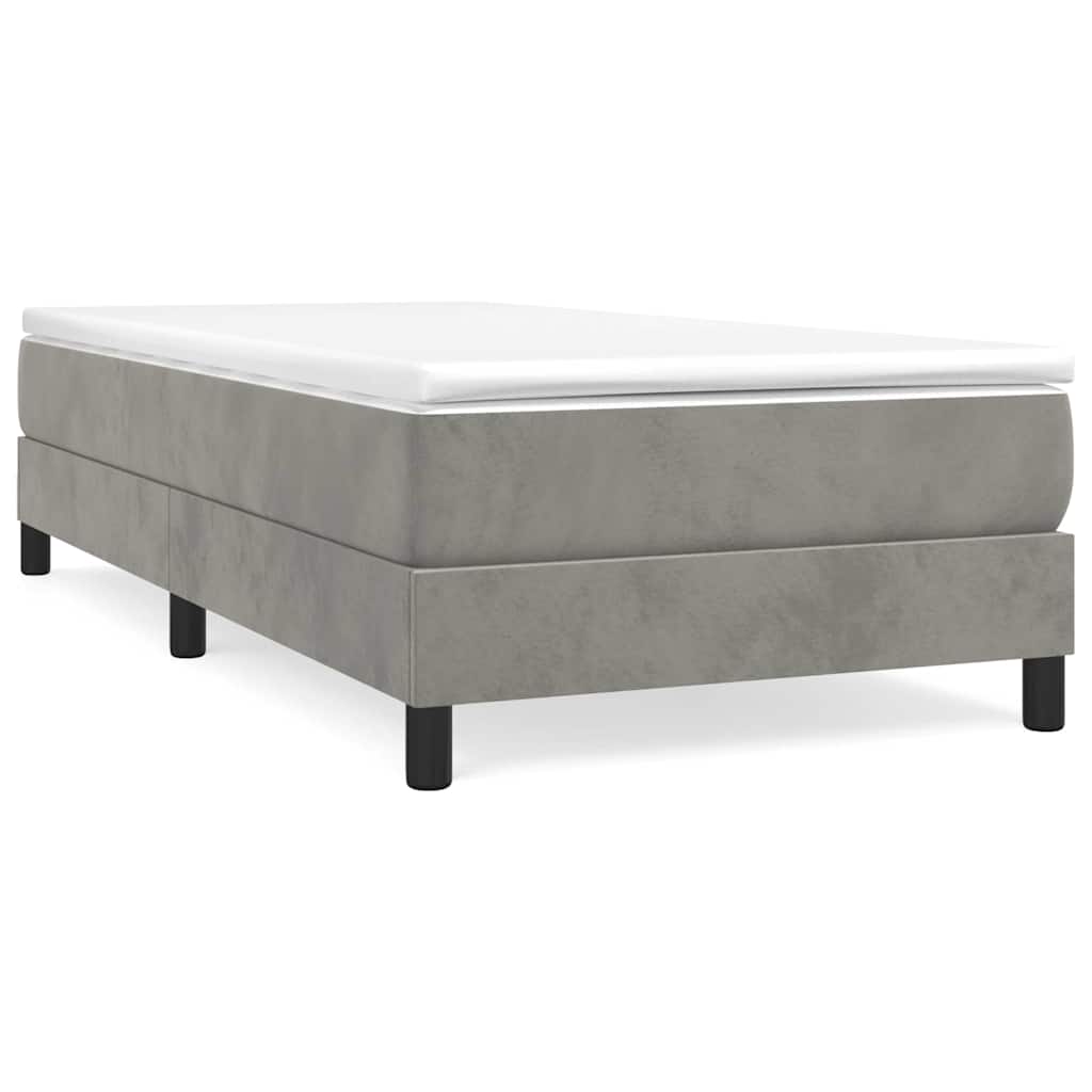 vidaXL Box Spring Bed Frame Light Grey Single Velvet 2