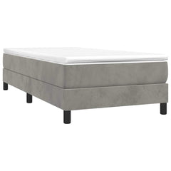vidaXL Box Spring Bed Frame Light Grey Single Velvet 3