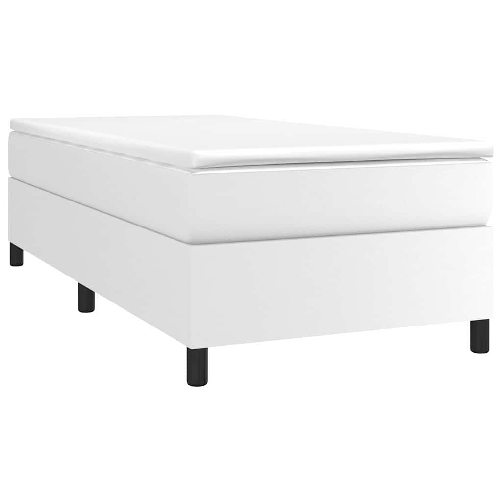 vidaXL Box Spring Bed Frame White Single Faux Leather 3