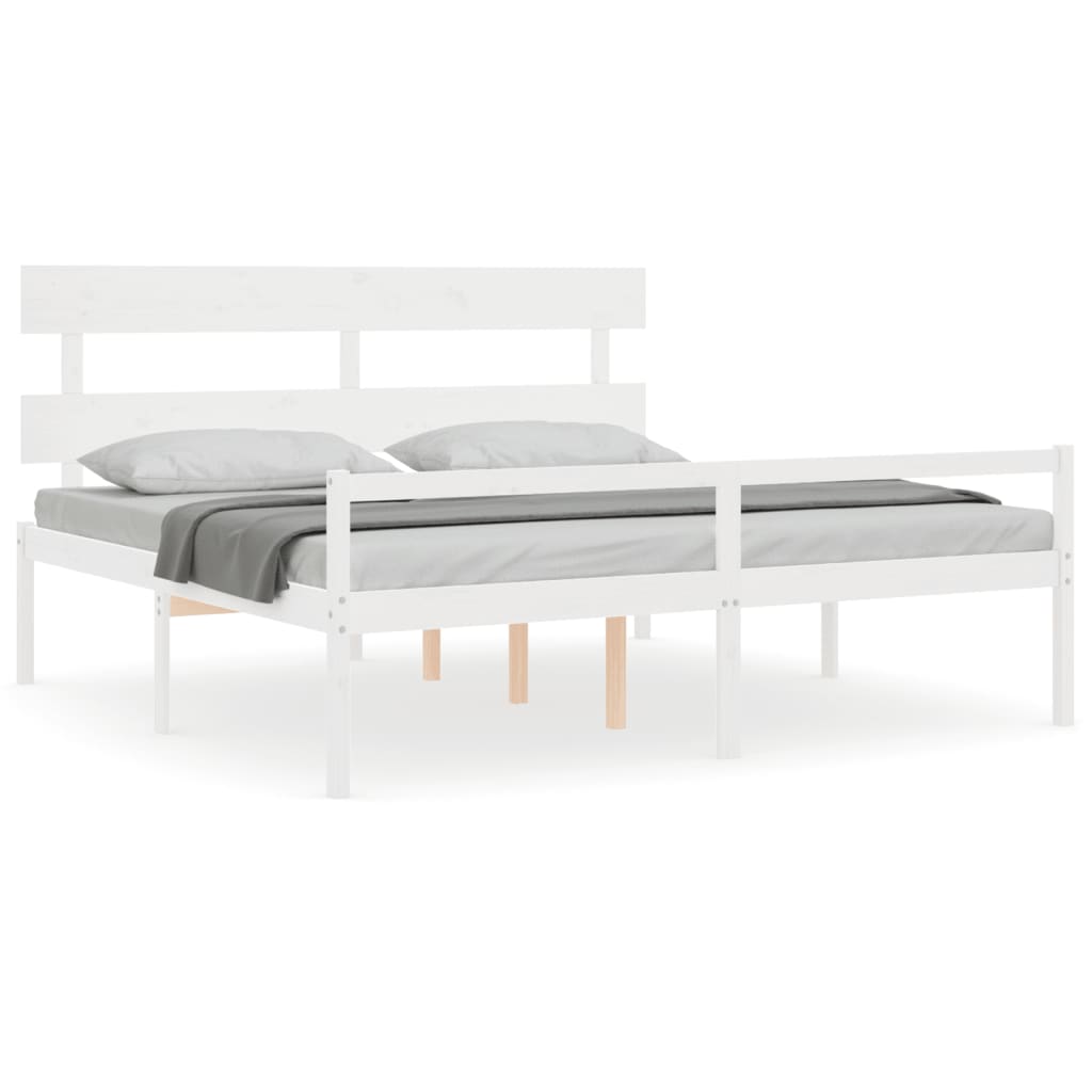 vidaXL Senior Bed without Mattress White 200x200 cm Solid Wood 2