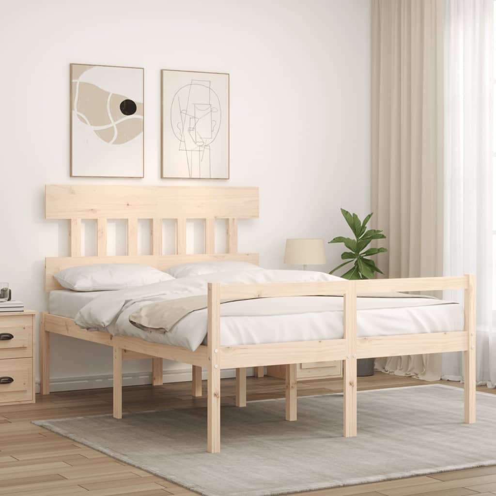 Senior Bed without Mattress Solid Wood High Length 200 cm Natural 120 cm