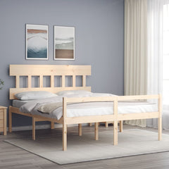 Senior Bed without Mattress Solid Wood High Length 200 cm Natural 160 cm