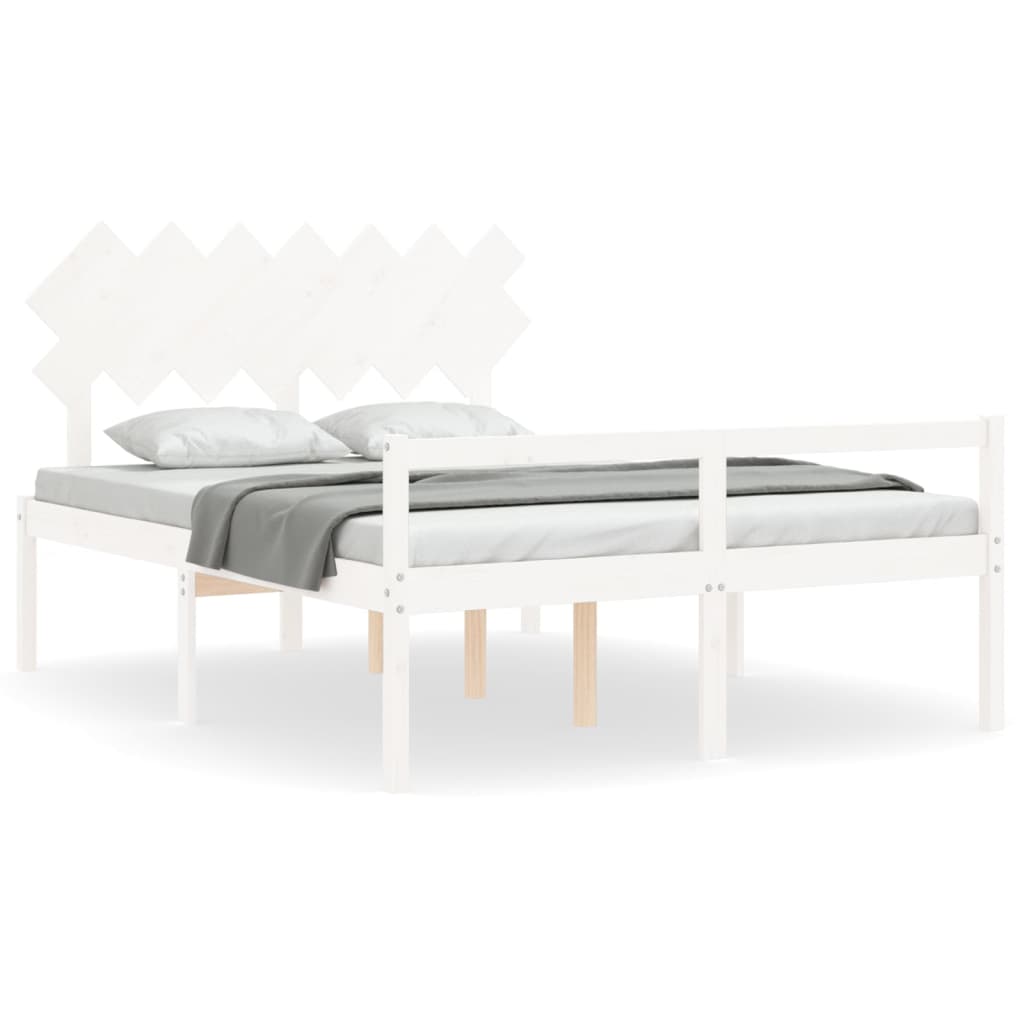Senior Bed without Mattress Solid Wood Length 190 cm White 140 cm