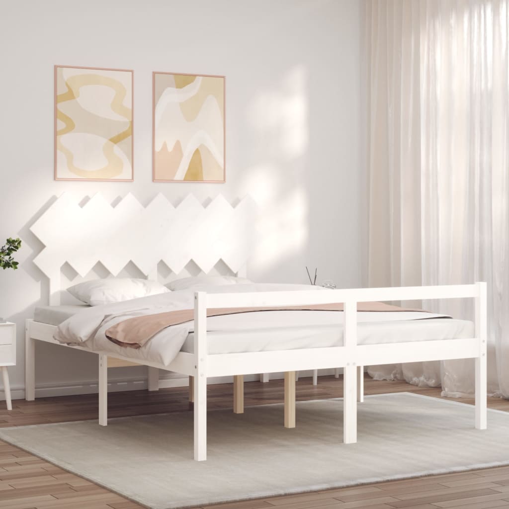 Senior Bed without Mattress Solid Wood Length 190 cm White 140 cm