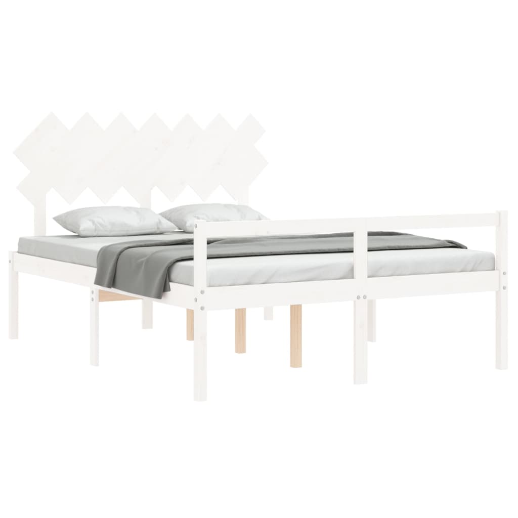 Senior Bed without Mattress Solid Wood Length 190 cm White 140 cm