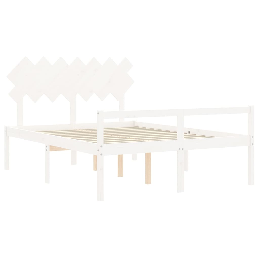 Senior Bed without Mattress Solid Wood Length 190 cm White 140 cm