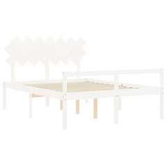 Senior Bed without Mattress Solid Wood Length 190 cm White 140 cm
