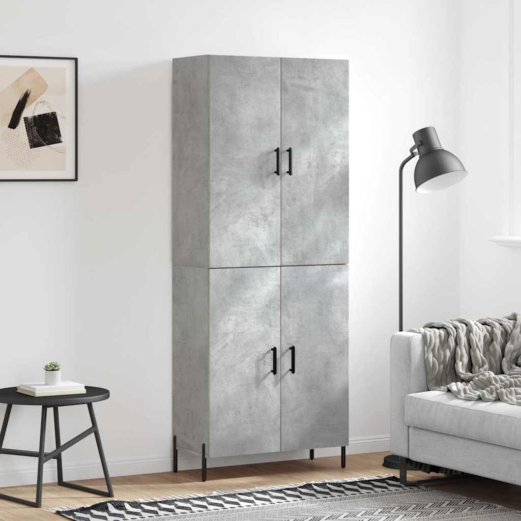 Highboard 69.5x34x180 cm Engineered Wood 2 Doors Concrete grey