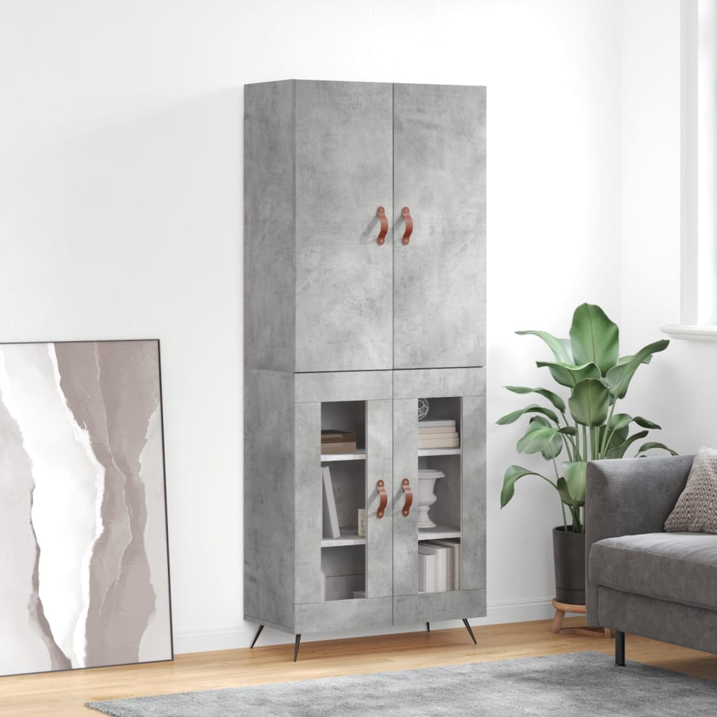vidaXL Highboard Concrete Grey 69,5x34x180 cm Engineered Wood 1