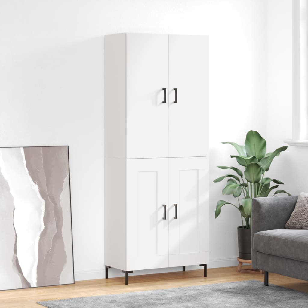 Highboard 69.5x34x180 cm Engineered Wood 2 Wood Doors White