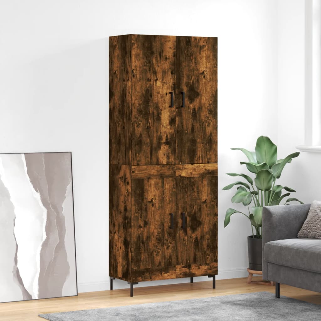 Highboard 69.5x34x180 cm Engineered Wood 2 Wood Doors Smoked oak