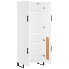 Highboard 69.5x34x180 cm Engineered Wood 2 Wood Doors White