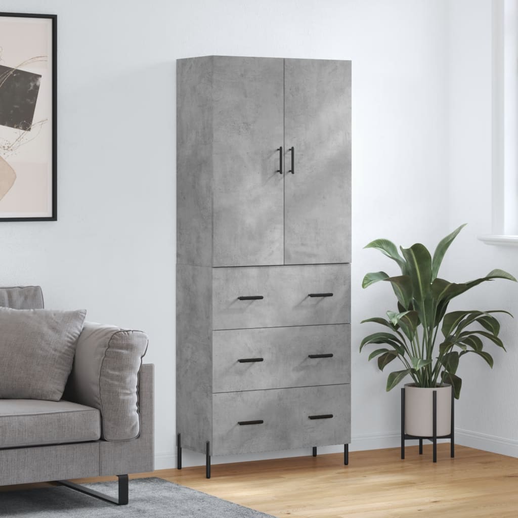 vidaXL Highboard Concrete Grey 69,5x34x180 cm Engineered Wood 1