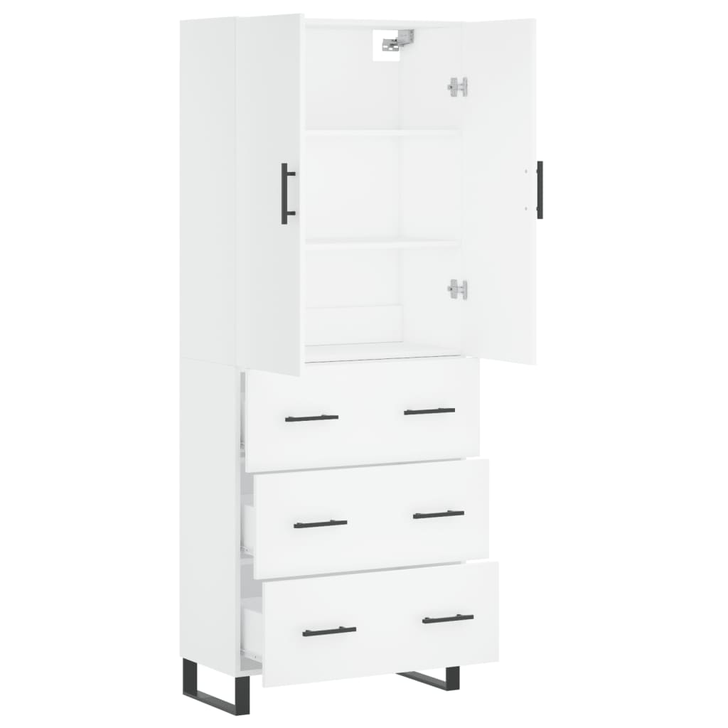 Highboard 69.5x34x180 cm Engineered Wood 3 Drawers White