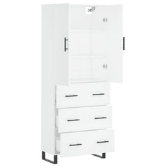 Highboard 69.5x34x180 cm Engineered Wood 3 Drawers White
