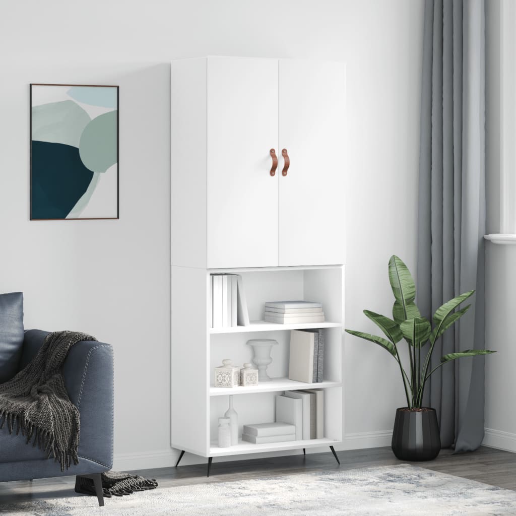 Highboard 69.5x34x180 cm Engineered Wood 3 Shelves White